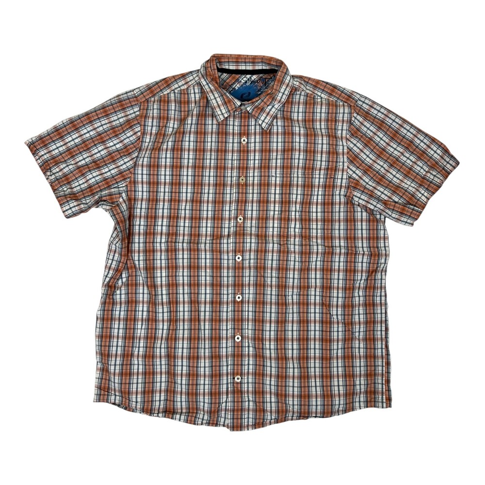 Vintage Sideout Short Sleeve Plaid Button Up Shirt Size XL Orange Surf Y2K